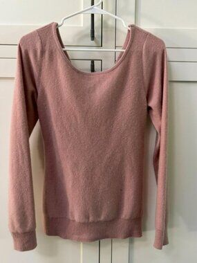 ISY & KI Dusty Rose Cashmere Sweater Size Small Boatneck Long Sleeve